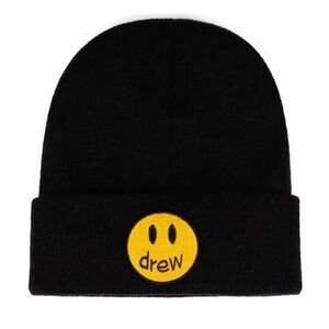 Justin Bieber Drew House Embroidered Mascot Logo Black Beanie Hat | NEW/NIB!!